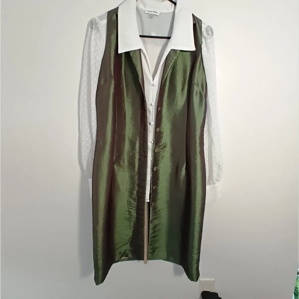 VINTAGE Benelle Button Down Dress/ Vest - Picture 4 of 12